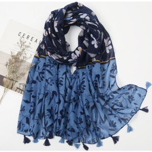 Fashion Bohemian Scarf Women Floral Tassel Shawls Lady Pashmina Stole Bufandas Muslim Hijab Soft Print Wraps
