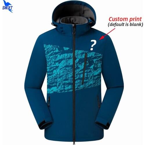 Customize LOGO Outdoor Thermal Fleece Hiking Clothing Men Waterproof Camping Fishing Softshell Jackets Windproof Ski Hooded Coat