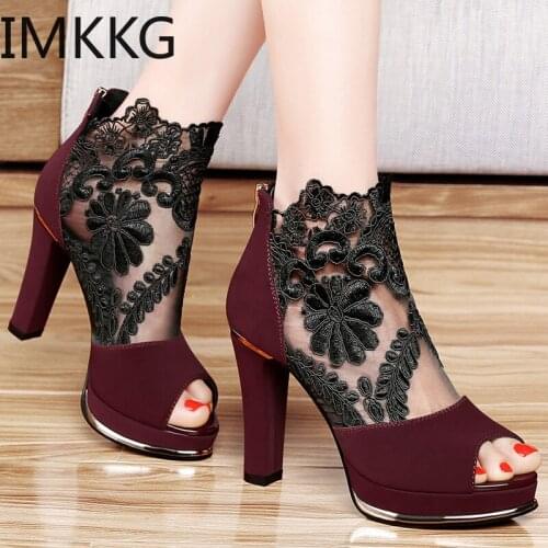 2020 new sexy wedding shoes Sandals with platform heels spring and summer new European American embroider high heels shoes