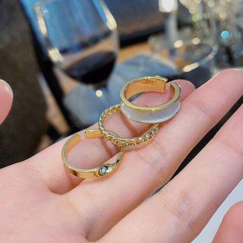 2021 New Gothic Style Three Piece Opening Rings For Woman Fashion Korean Jewelry European and American Wedding Party Sexy Ring