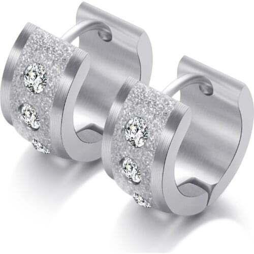 2021 New Europe Stainless steel frosted zircon earrings female Crystal from Swarovskis 2 Colors Simple temperament Fit Women