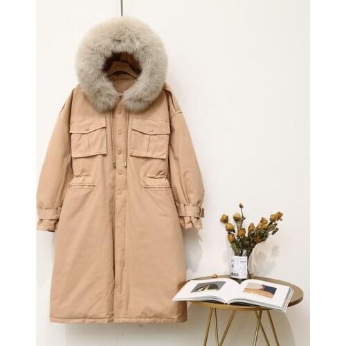 Winter Women coat, white duck down, jacket for women, big fur collar, korean down jacket, warm Park zq0098