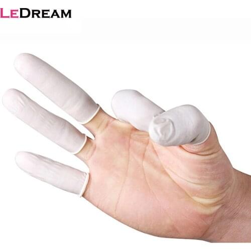 100pcs/pack White Disposable Clean Without Powder Latex Gloves Finger Cots Fingertips Gloves For Makeup Tattoo Art Hair Care