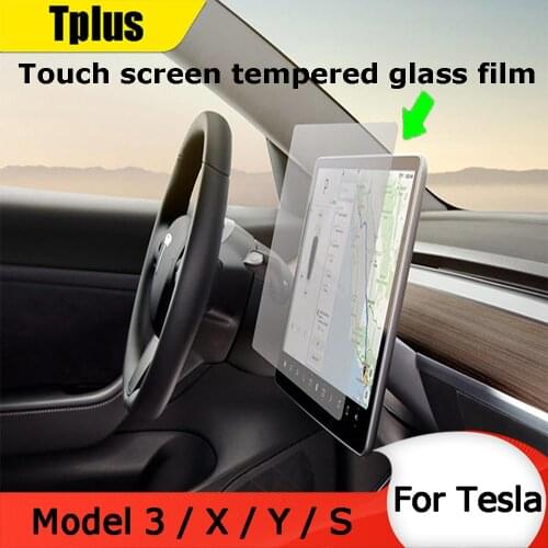 Tplus 2021 Tempered Glass Film For Tesla Model 3 Y S X Car Navigation Touch Screen Protector Interior Accessories