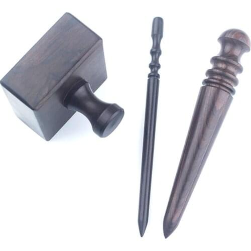 3 Type Wood Leather Edge Burnisher Black Wood Edge Slicker Leather Craft Tool Polished Grinding Tool