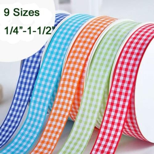 PPCrafts 5 6 9 13 16 19 22 25 38MM Gingham Ribbon High Quality For Wedding Crafts Hairbow DIY