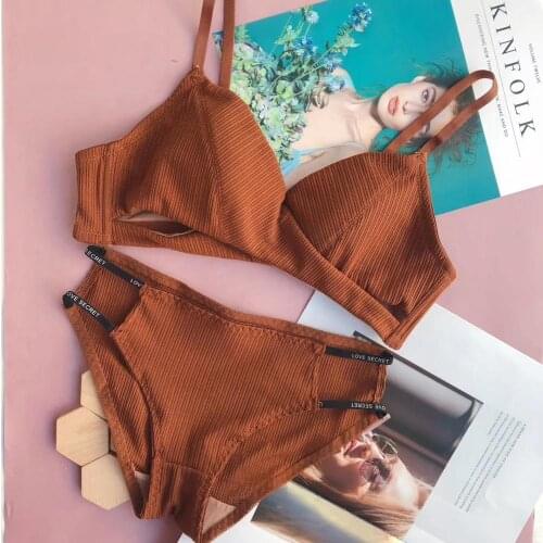 Threaded underwear sexy hollow seamless no steel ring comfortable triangle thin cup womens bra