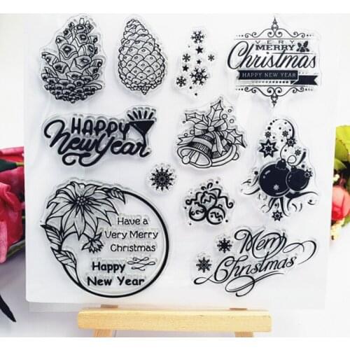 Christmas Text Transparent Clear Silicone Stamp Seal DIY Scrapbooking Stencil Coloring Accessories Decorative Painting Template