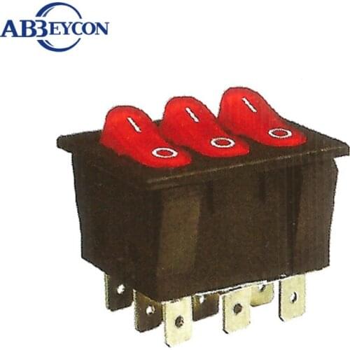 RS389 KCD2-3101 3 buttons 6pins on-off latching function with waterproof cap red button black house 4 position rocker switch