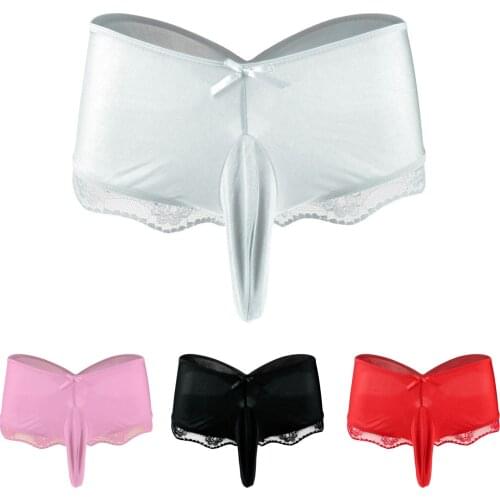 Panties For Men Sexy Underwear Briefs Lace Side Rope Erotic Sexy Thongs Slipperys Lace Back Cross Boxer Briefs Underpants Male