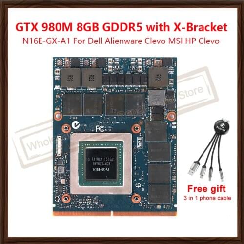 New Original GTX 980M GTX980M Graphics Card 8GB GDDR5 MXM N16E-GX-A1 For Dell Alienware Clevo MSI HP Clevo notebook Video Card