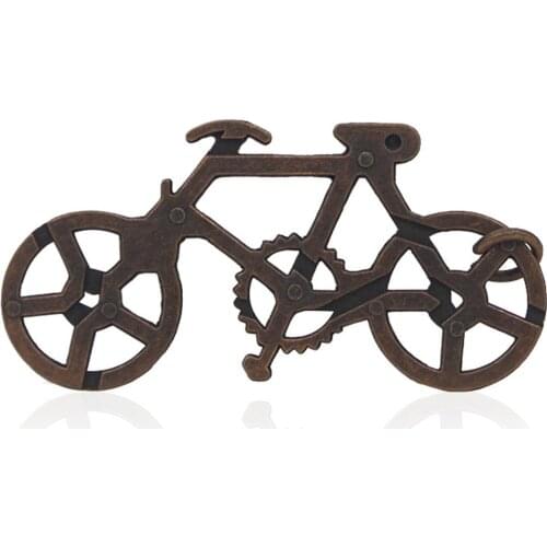 Vintage Metal Bike Maze Puzzle IQ Brain Teaser Children Adult Educational Toy