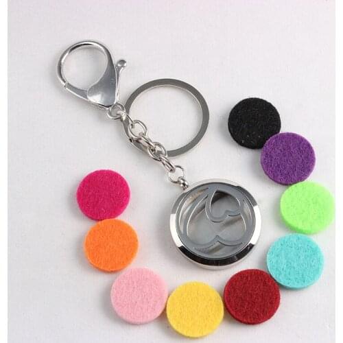 Screw Two Hearts Stainless Steel Perfume Locket Keychains Aromatherapy Essential Oils Diffuser Locket Keychains Keyrings 10PCS