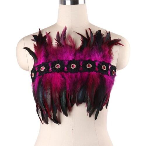 Punk Feather Lingerie Harness Belt Crop Top Shawl Bondage Chest Art Dance Rave Women Adjustable Burning Body Harness Bra