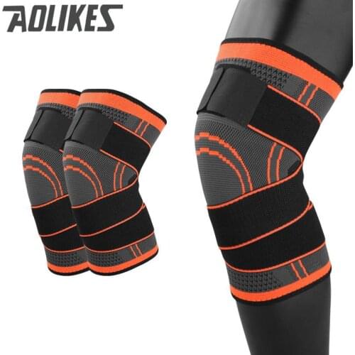 1PC Double Bandage Sport Compression Twining Antiskid Pro Exercise Fitness Knee Pads Patella Guards Gym Protector For Basketball