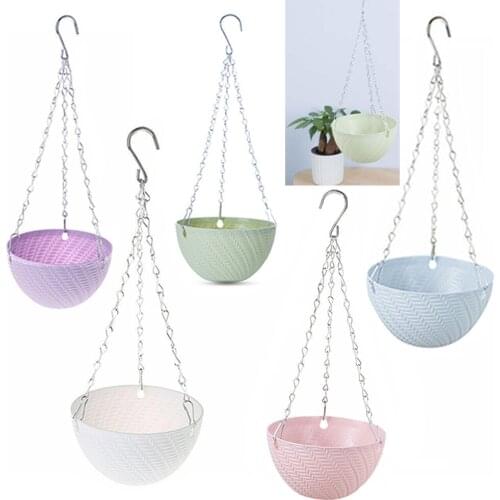 1 pcs Plastic Chain Basket Home Flower Pot Planter Hanging Decoration Creative Plant Garden Supply
