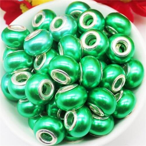 10Pcs Light Color Murano Resin Acrylic Round Loose Big Hole Beads Fit European Charm Bracelet Spacer Women Girls Jewelry Making