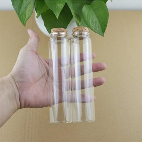 12PCS/lot 37*150mm 125ml Glass Bottle Stopper Storage Jar for Spice spicy Cork Bottle Candy Containers Vials Test Tube