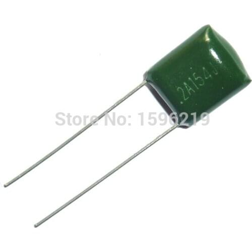 50pcs Mylar Film Capacitor 100V 2A154J 0.15uF 150nF 2A154 5% Polyester Film capacitor