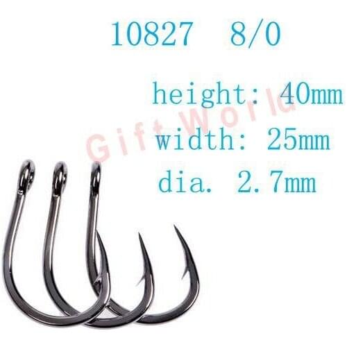 80pcs 10827 Size 8/0 Stainless Steel Ocean Fishing Hooks No Rust Fishing Tackle