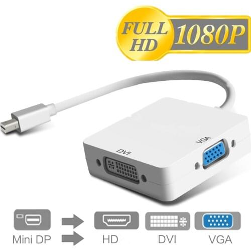 3 in 1 Mini DP DisplayPort to HDMI-compatible VGA DVI Adapter Mini DP Cable Converter for MacBook Pro Air Mini DisplayPort