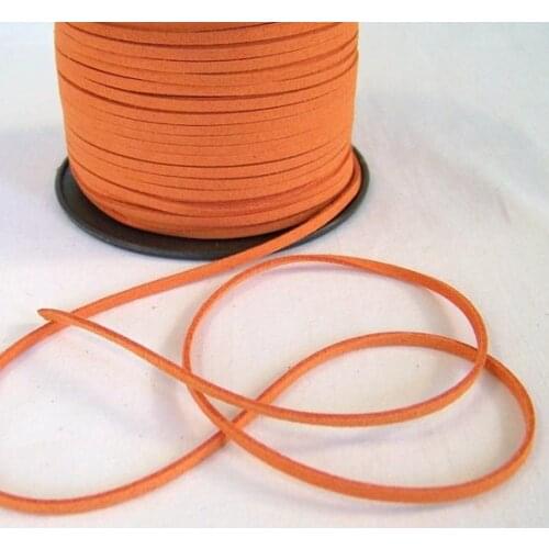 Free Shipping 100Yds Shine Orange Flat faux Leather suede cord, 3mm,Shine Orange faux suede cord for bracelets 3mm