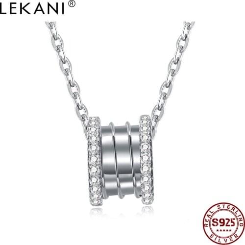 LEKANI S925 Sterling Silver Round Chokers Necklaces For Women Trendy Zircon Pendant Necklace Wedding Silver 925 Jewelry Hot Sale