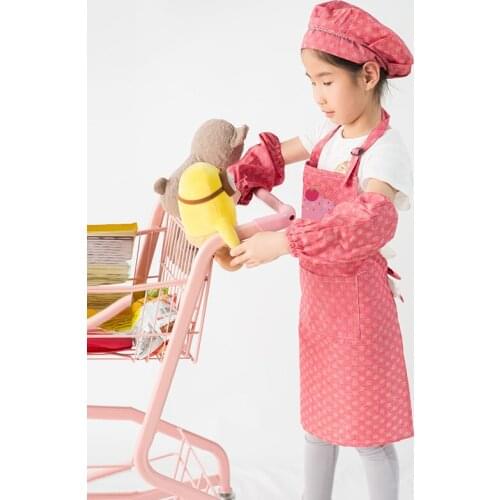 Childrens small apron Breathable kindergarten sleeves set baking paint logo print
