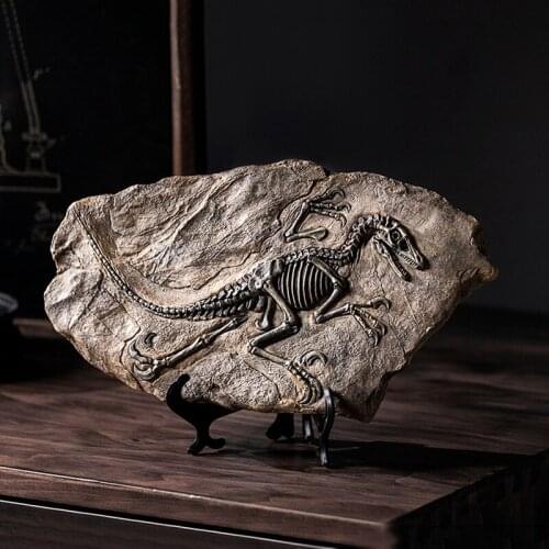 Dinosaur Fossils Ornaments Resin Realistic Velociraptor Model Crafts for Home Living Room Entrance decoration Desk Accessories