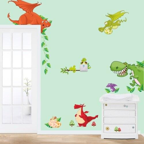 DIY Cartoon Animal PVC Wall Sticker Dinosaur Stickers Home Decal Kids Room Wall Decor Poster Nursery Home Decal Wallpaper