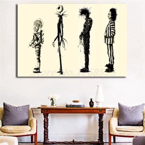 Tim Burton Horror Movie Jack Edward Scissorhands HD Art Canvas Poster Painting Wall Picture Print Home Bedroom Decoration