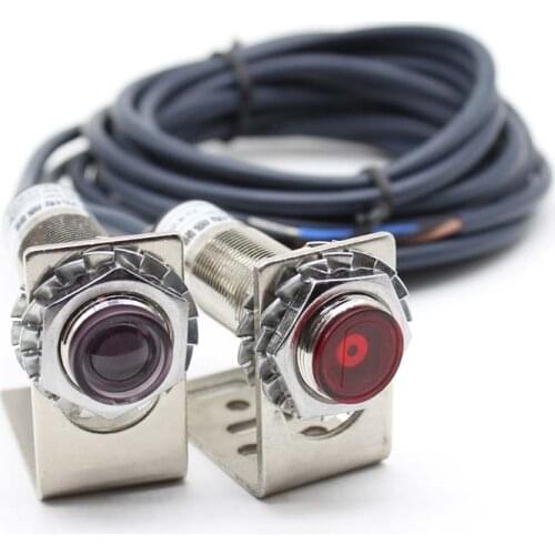 M12 M18 Laser Visible Light Sensor Thru-beam Photoelectric Switch 20 Meters Adjustable 6-36VDC IP67 200mA NPN /PNP NO /NC