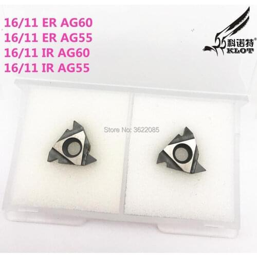 KLOT 2PCS 16/11 ER AG60/AG55/ISO 1.0 1.25 1.5 2.0 3.0 PCD Diamond Tipped External thread Turning Insert CNC Lathe Tool
