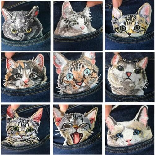 Maxsin 1 pcs cat patches for clothing iron embroidered patch applique iron on patches accessories badge stickers on clothes bags