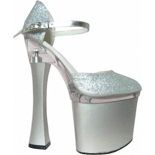 Fashion Wine Glass With Single Shoes Ultra 18cm Womens High-Heeled Shoes Platform Shoes 7 Inch Sexy Ankle-Strap Wedding Shoes