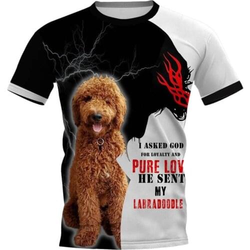 CLOOCL Mens T-shirt Animal Labradoodle 3D Print Dog Black Lightning Tee Shirt Clothing Unisex Short Sleeve Tops Drop Shipping