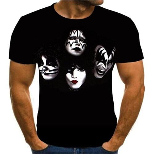 2021 New Fashion Kiss Band Rock Band Mens T-shirt Short Sleeve T-shirt Sleeve Collar Crew Neck Hip-hop Top