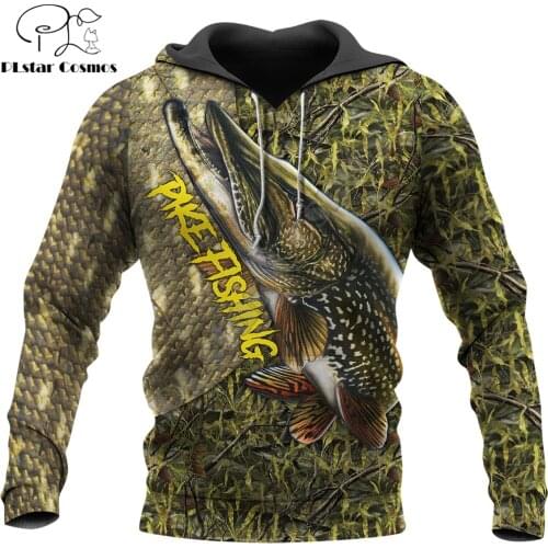 Beautiful Pike Fishing Art 3D All Over Printed Mens Autumn Hoodie Sweatshirt Unisex Streetwear Casual Zip Jacket Pullover KJ581