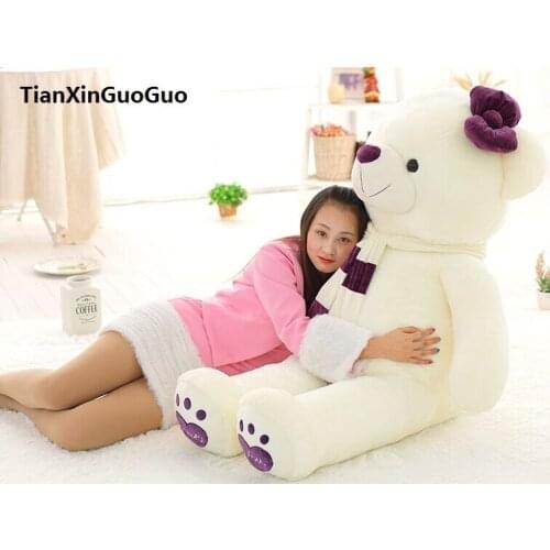 Fillings toy love you bear plush toy huge 140cm white teddy Bear,purple scarf bear doll soft hugging pillow birthday gift b1027