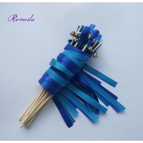 New Royal and blue wedding ribbon stick wands Sparklers with colorful bell for wedding