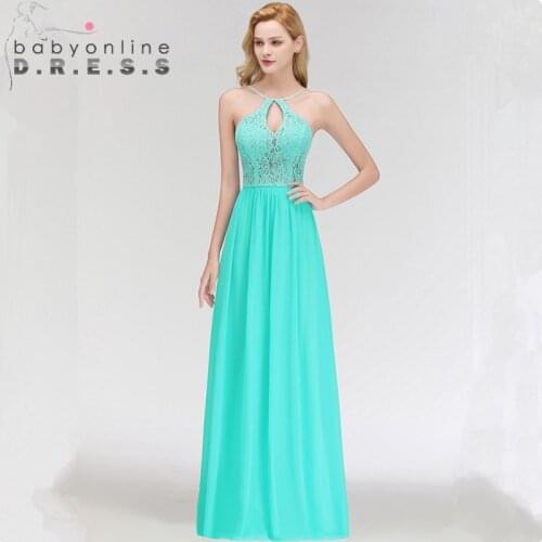 Charming Halter Sleevleless Lace Evening Dresses Sexy Open Back Cut-out Long Chiffion Evening Gown 34 Colors Custom Make