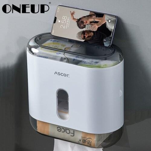 ONEUP Wall-Mounted Toilet Paper Storage Load-Bearing Toilet Paper Holder Waterproof Bathroom Organizer Home Bathroom Accessories