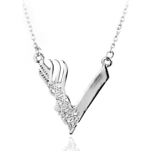 TV Series Vikings Icon Necklace Vikings "V"Logo Pendant Charm Chain Necklaces For Women Men Gifts Jewelry Accessories