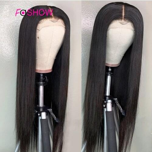 FASHOW Human Hair Wigs Lace Front Straight Hair Wig Natural Hairline 13x4 Lace Front Wigs Brazilian Remy Hair Wigs for Women