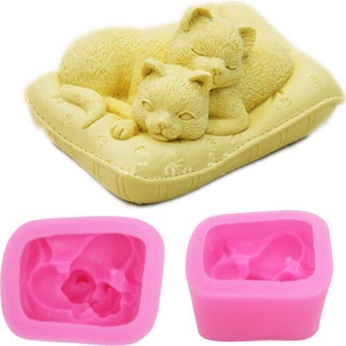 Non-Stick Silicone Cat Mould 3D Silicone Soap mold DIY Craft Art Silicone mold for Soap making Craft Mold DIY Handmade