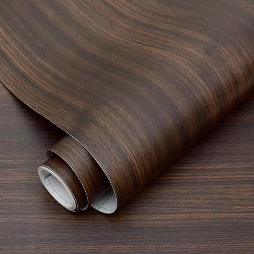 GLOW4U Self Adhesive Dark Wood Wallpaper Peel and Stick Vinyl Wood Furniture Contact paper Shelf Liner Door Sticker