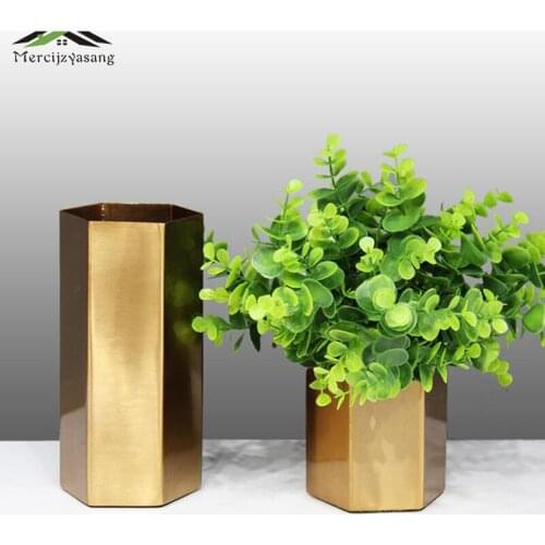 Nordic Flower Vases Table Metal Vase Plant Floral Holder Flower Pot Gold Plating for Home/Wedding Corridor Decoration G165