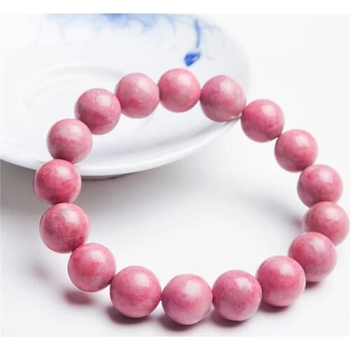 13mm Genuine Red Natural Rhodonite Gems Stone Crystal Round Bead Stretch Bracelets For Women Lady