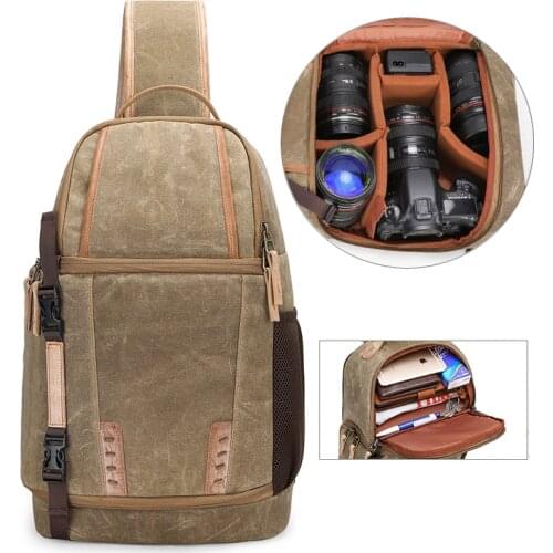 Camera Retro Waterproof Batik Canvas Sling Bag DSLR Shoulder Messenger Bags Photography DSLR Cross-Body Case for Canon Nikon Son