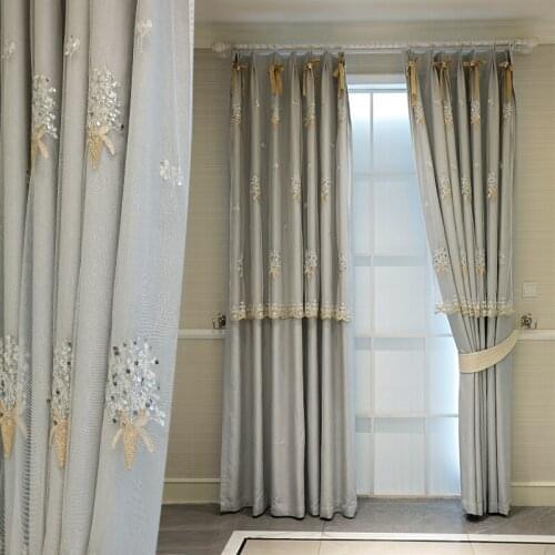 European Style Silver fireworks curtain shade bedroom girl Nordic simple luxury window screen splicing chenille floor Curtain